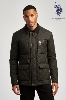 U.S. Polo Assn. Black Quilted Waxed Field Jacket (A68804) | ₪ 582