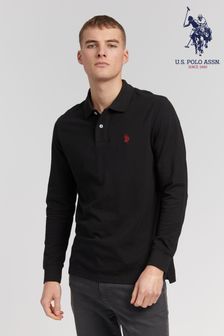 U.S. Polo Assn. Black Classic Long Sleeve Pique Polo Shirt (A68821) | ₪ 210