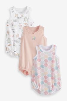 Pink Sea Shell 2 Pack Rompers (0mths-3yrs) (A69367) | 5.50 BD - 6 BD