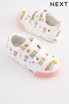 White Rainbow Embellished Standard Fit (F) Trainers (A69775) | $40 - $46