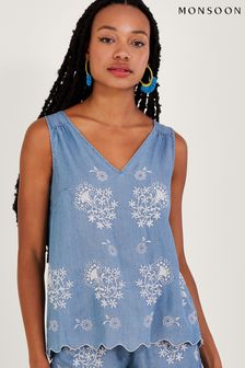 Monsoon Blue Embroidered Denim Tank Top (A69776) | €28