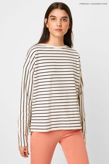 French Connection Womens Rosanna Tim Tim Cream Striped Long Sleeve T-Shirt (A70402) | ₪ 163