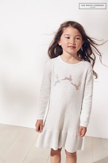 The White Company Grey Sequin Reindeer Knitted Dress (A70519) | €21.50