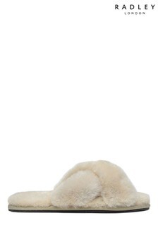 Radley Cream London Cuba Street Shearling Cross-over Mule Slippers (A70563) | $83