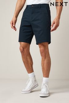 Navy Blue Loose Fit Stretch Chinos Shorts (A70612) | $41