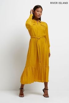 River Island Yellow Emerson Ls Shirt Dress (A70678) | $121