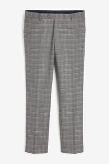 Siva - Karirasta moška obleka ozkega kroja: hlače (A70751) | €12