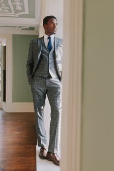 Grey Slim Fit Check Suit: Jacket (A70752) | 56 €