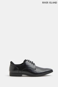 River Island Black Formal Point Derby Shoes (A70754) | $53
