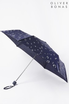 מטריה כחולה בהדפס מנומר של Oliver Bonas (A70991) | ‏93 ₪