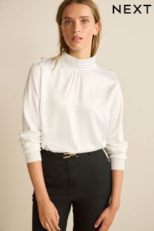 Weiß - Pullover mit Knopfdetail aus Webmischstoff (A71128) | 28 €