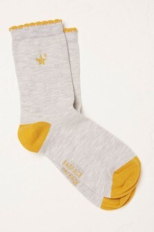 FatFace Grey Embroidered Star Socks