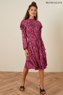 Monsoon Pink Paisley Print Frill Jersey Dress (A71793) | 30 €