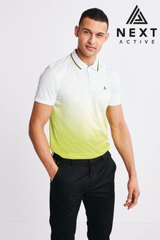 White/Lime Green Dip Dye Next Active Sports Polo Shirt (A72033) | CA$52