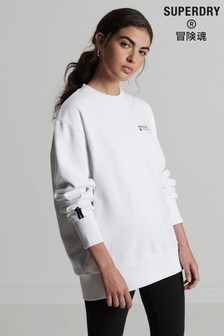Superdry White Recycled Micro Top Crew Sweatshirt (A72043) | 67 €