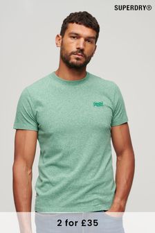 Leuchtend Grün meliert - Superdry T-Shirt aus Bio-Baumwolle mit Vintage-Stickerei (A72145) | 30 €