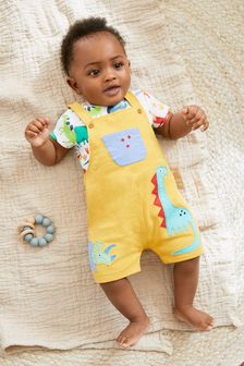 Yellow Applique Dino Baby Jersey Dungarees And Bodysuit Set (0mths-2yrs) (A72659) | 21 € - 24 €