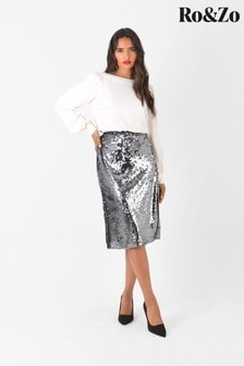 Ro&Zo Grey Sequin Skirt (A72766) | €41.50