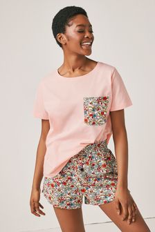 Pink Jubilee Ditsy Check 2 Pack Cotton Short Set Pyjamas (A72769) | €45