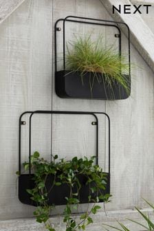 Set of 2 Black Metal Wall Planters (A72898) | TRY 427