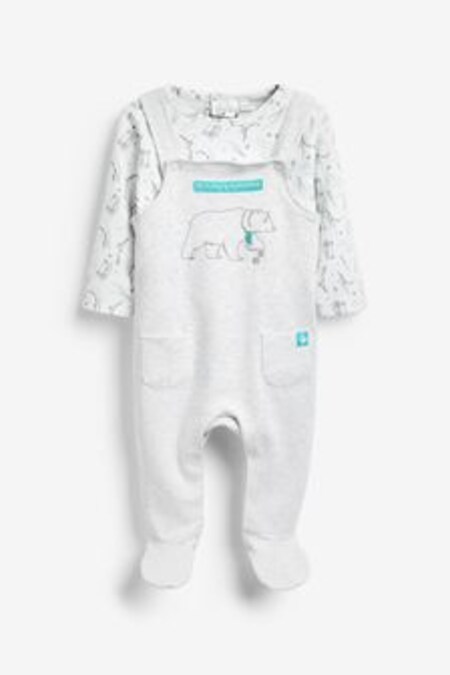 Set We're Going On A Bear Hunt crem cu tricou și salopetă (A73207) | 160 LEI