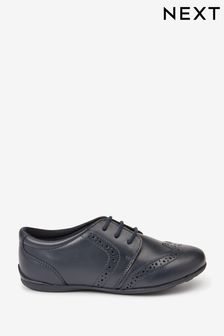 Navy Blue Standard Fit (F) School Leather Lace-Up Brogues (A73333) | €17 - €22