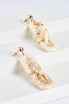 Camel Cream Resin Chain Drop Earrings (A73504) | 13 €