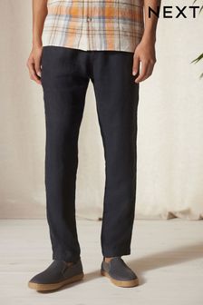 Charcoal Grey 100% Linen Elasticated Waist Trousers (A73522) | 97 zł