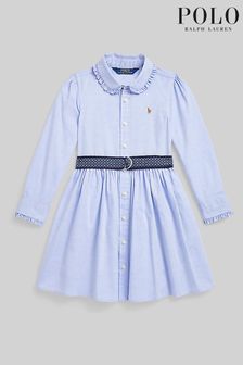 Modrá - Košeľové šaty z oxfodskej bavlny s logom Polo Ralph Lauren (A73611) | €122 - €132