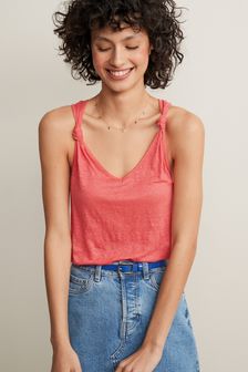 Coral Pink Knot Sleeve Cami Vest Top (A73894) | €7