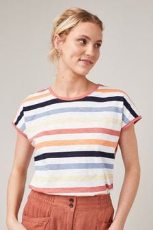 Multi Stripe Short Sleeve Slub T-Shirt (A73925) | kr164