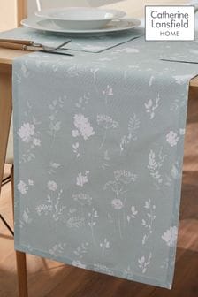 Catherine Lansfield Green Green Meadowsweet Floral Table Runner (A74037) | $15