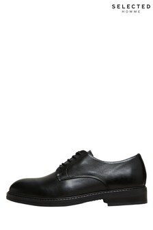Selected Homme Black Blake Leather Derby Shoes