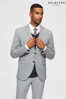 ז'קט חליפה בגזרה צרה של Selected Homme דגם Logan באפור בהיר (A74265) | ‏442 ₪