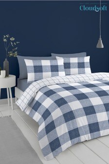 Cloudsoft Blue Bold Check Easy Care Duvet Cover and Pillowcase Set (A74317) | 13 € - 27 €