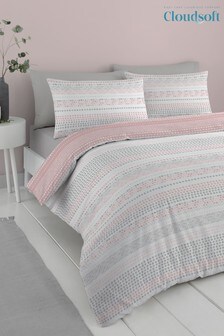Cloudsoft Pink Banded Spot Easy Care Duvet Cover and Pillowcase Set (A74318) | ₪ 65 - ₪ 112