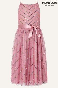Monsoon Pink Truth Chevron Sequin Maxi Dress (A74327) | ₪ 224 - ₪ 242