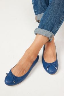 Cobalt Blue Leather Weave Ballerinas (A74347) | $55