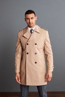 Tan Brown Signature British Millerain Shower Resistant Trench Coat (A74451) | CHF 166
