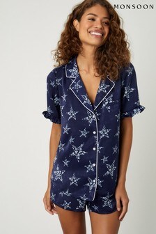 Monsoon Star Print Short Blue Pyjama Set