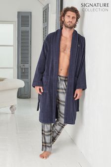 Navy Blue Signature Pure Cotton Towelling Dressing Gown (A74542) | 71 €