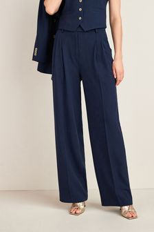 Indigo Blue Pleated Front Wide Leg Trousers (A74840) | €20.50