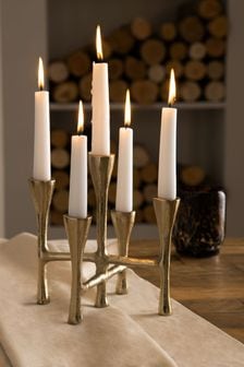 Gold Gold Metaltaper Candle Holder (A75187) | €34