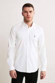 Набор из 2 шт. белого цвета - Зауженный крой - Оксфордская рубашка с длинными рукавами из ткани стрейч (A75200) | 29 380 тг
