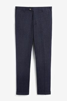 Blau - Gestreifter Slim-Fit Anzug: Hose (A75506) | 17 € - 19 €