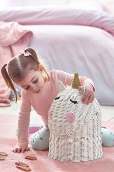 White Kids Unicorn Toy Storage Basket (A75777) | SGD 55