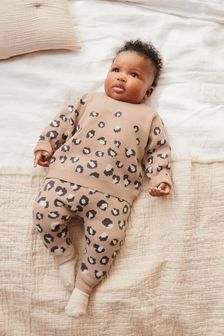Leopard Print Two Piece Baby Knit Jumper And Leggings Set (0mths-2yrs) (A75803) | €28 - €30