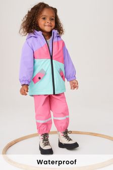Pink-violett - Wasserfester Mantel mit Blockfarben (3 Monate bis 7 Jahre) (A75925) | 19 € - 23 €