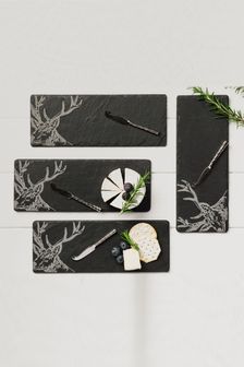 The Just Slate Company 4 Pack Mini Stag Cheese Board & Knife Set (A76053) | 60 €