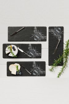 The Just Slate Company Mini Bee Set mit Käsebrett & Messer, 4er-Pack (A76054) | 66 €